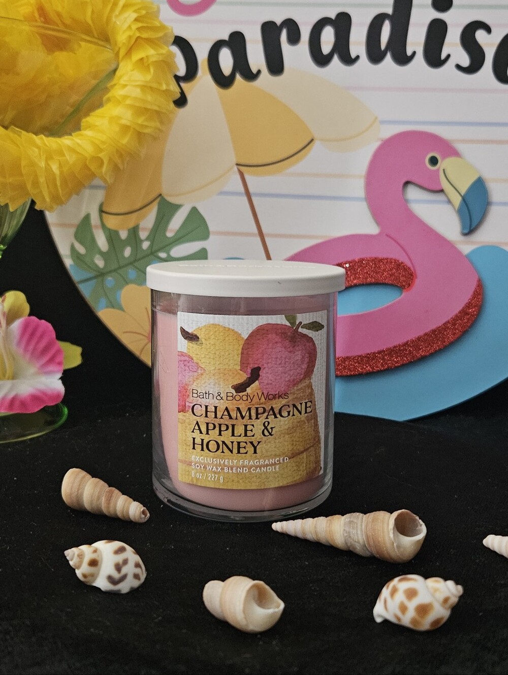 NWT Bath & Body Works Champagne Apple & Honey Single Wick Candle - Pink, White
